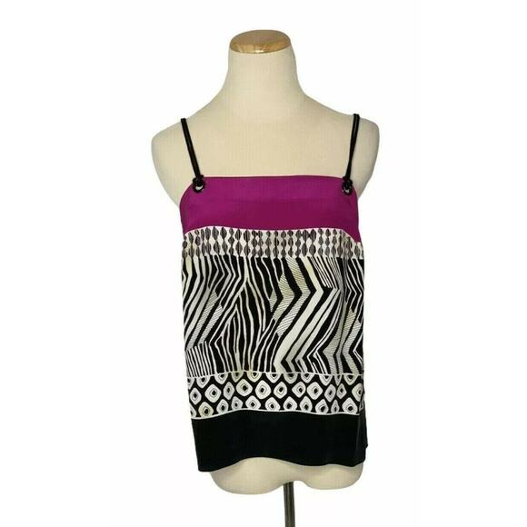 Worth Pink and zebra print Silk color block Camisole Size 0 - Picture 1 of 7